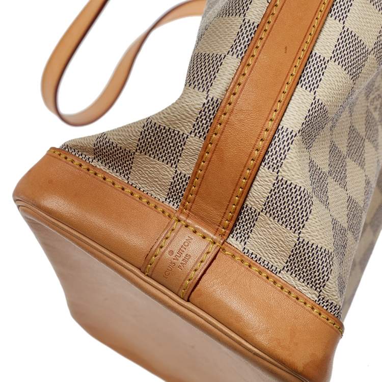 Pre Owned Louis Vuitton White Damier Azur Canvas Noe BB Bucket Bag