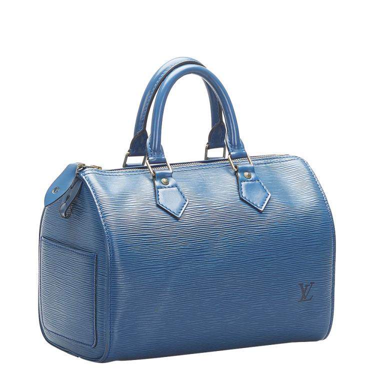 Auth LOUIS VUITTON Speedy 30 Blue Epi Leather Boston Hand Bag