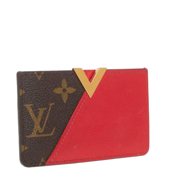 Pre Owned Louis Vuitton Red Monogram Canvas and Leather Kimono Card Case