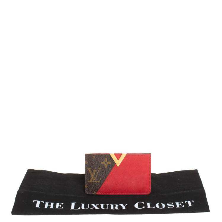 Pre Owned Louis Vuitton Red Monogram Canvas and Leather Kimono Card Case