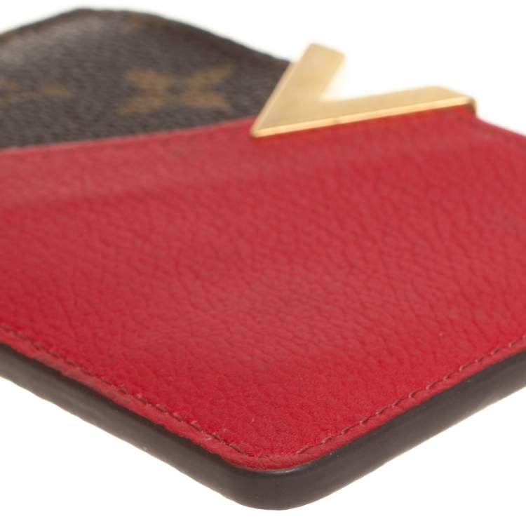 Pre Owned Louis Vuitton Red Monogram Canvas and Leather Kimono Card Case