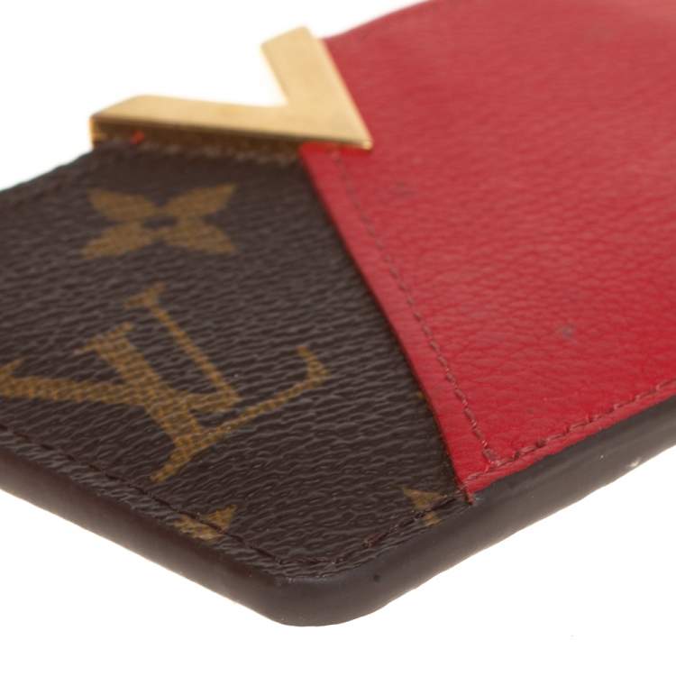 Pre Owned Louis Vuitton Red Monogram Canvas and Leather Kimono Card Case