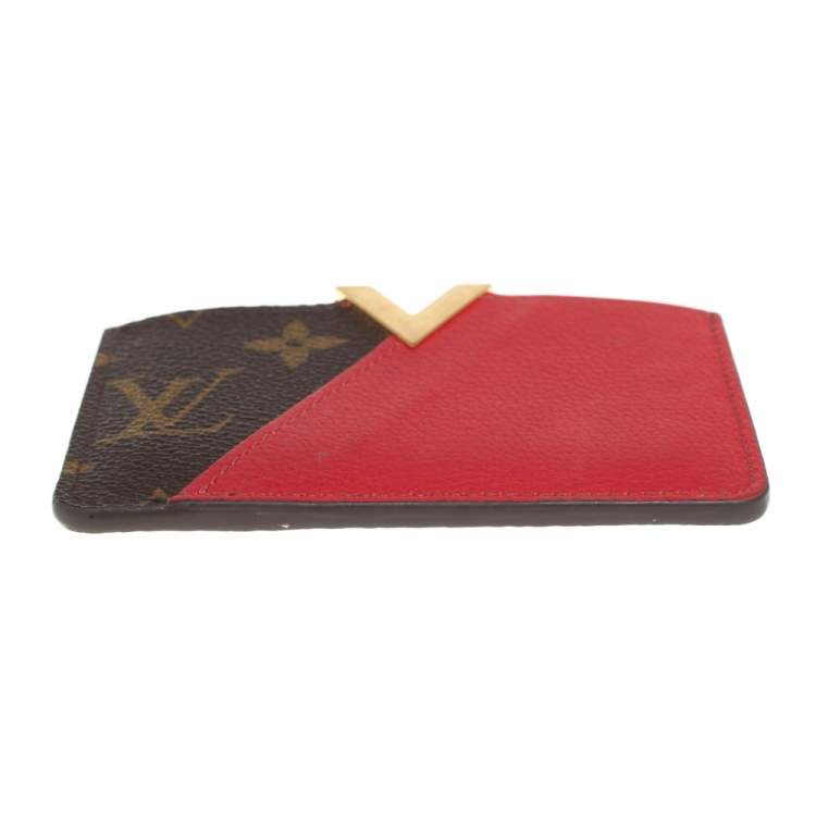 Pre Owned Louis Vuitton Red Monogram Canvas and Leather Kimono Card Case