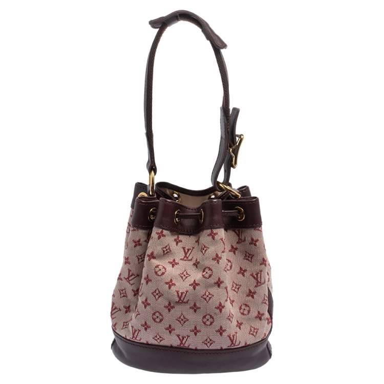 Pre Owned Louis Vuitton Cherry Red Monogram Mini Lin Canvas Noelie Bag