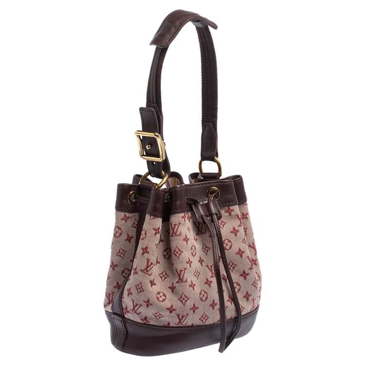 Pre Owned Louis Vuitton Cherry Red Monogram Mini Lin Canvas Noelie Bag
