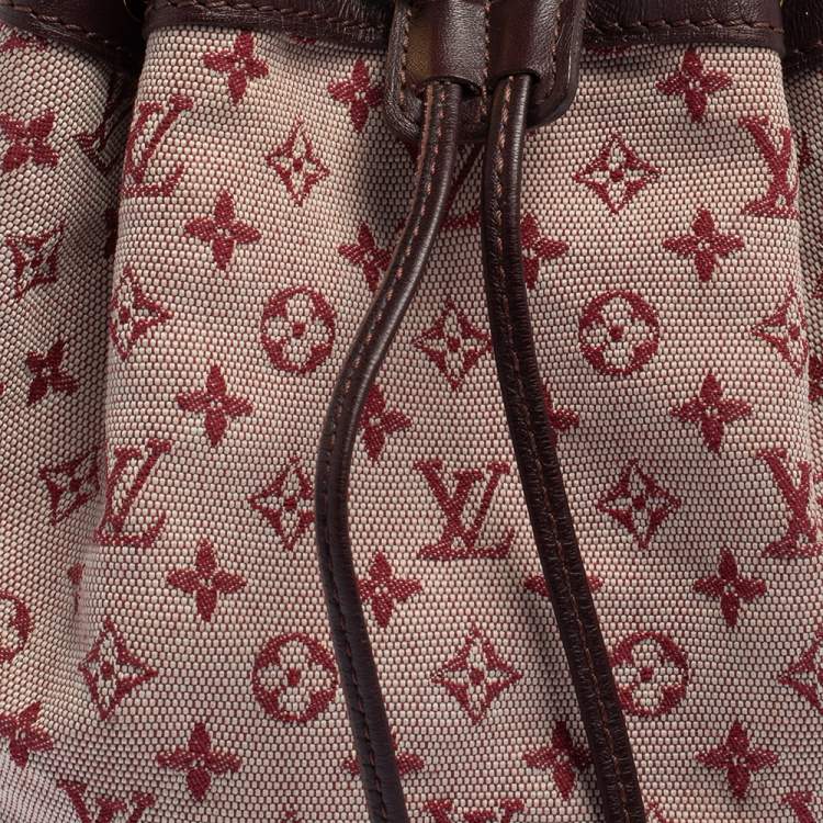 Pre Owned Louis Vuitton Cherry Red Monogram Mini Lin Canvas Noelie Bag