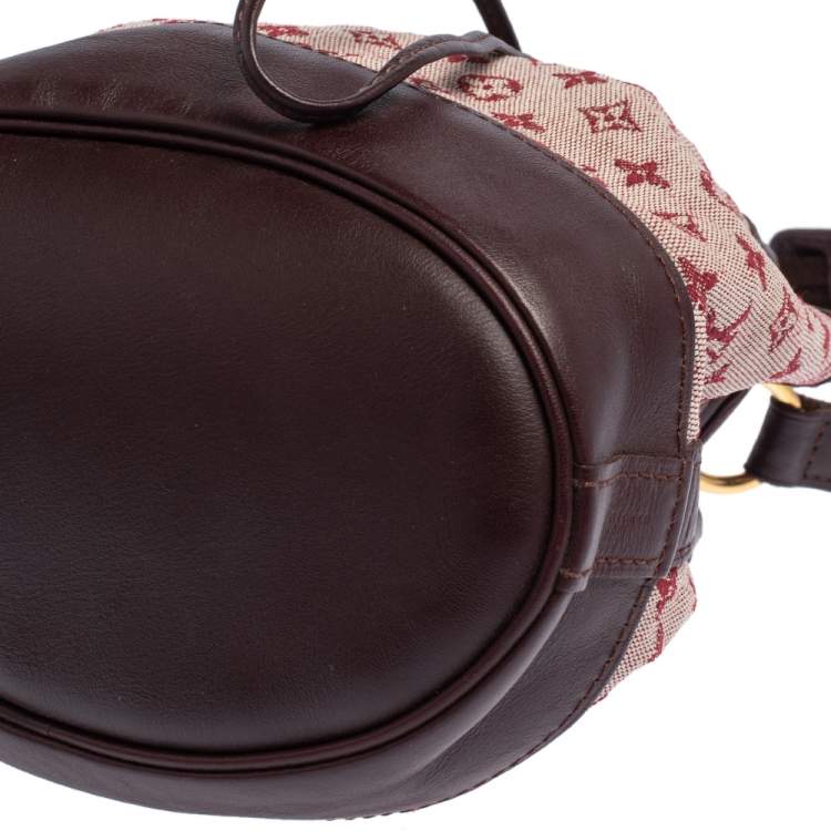 Pre Owned Louis Vuitton Cherry Red Monogram Mini Lin Canvas Noelie Bag