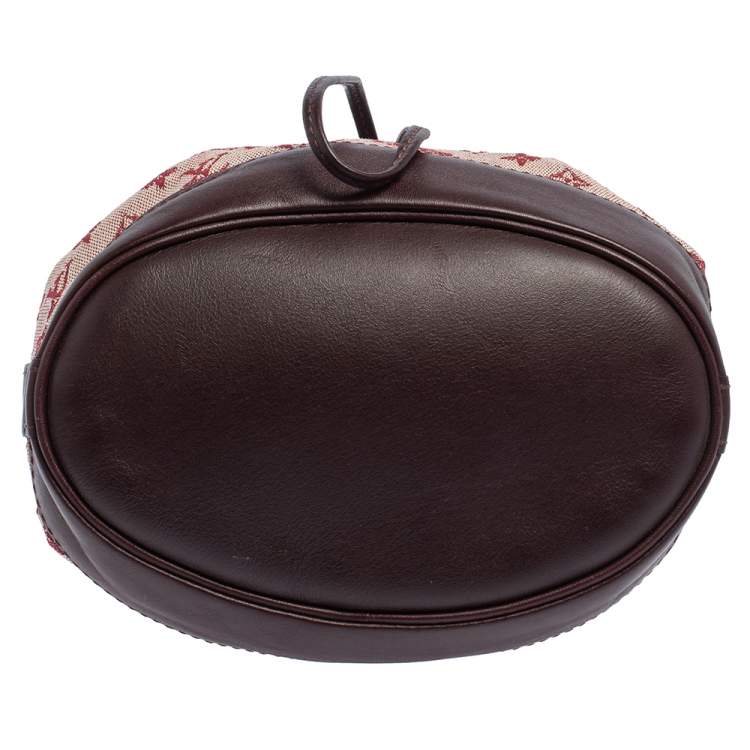 Pre Owned Louis Vuitton Cherry Red Monogram Mini Lin Canvas Noelie Bag