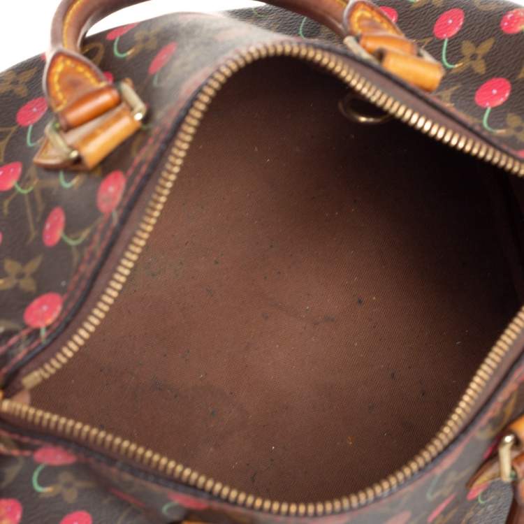 Pre Owned Louis Vuitton Monogram Canvas Limited Edition Cerises Speedy 25 Bag