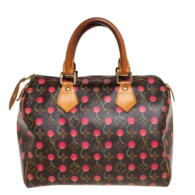 Pre Owned Louis Vuitton Monogram Canvas Limited Edition Cerises Speedy 25 Bag