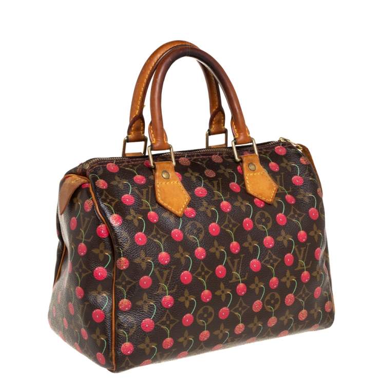 Pre Owned Louis Vuitton Monogram Canvas Limited Edition Cerises Speedy 25 Bag
