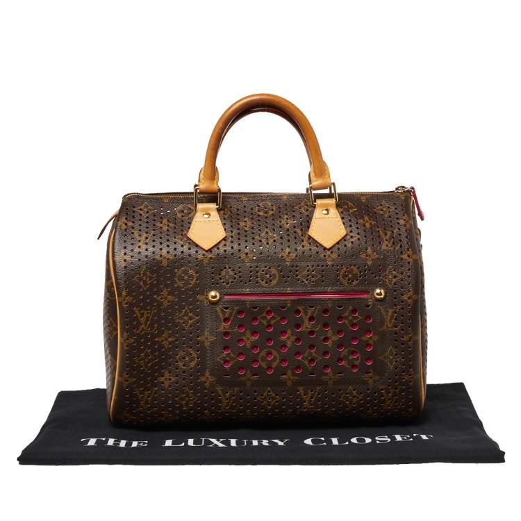 Pre Owned Louis Vuitton Monogram Perforated Canvas Limited Edition Speedy 30 Bag