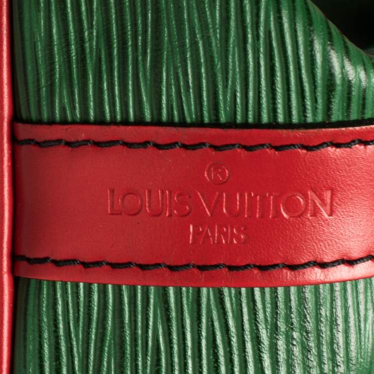 Pre Owned Louis Vuitton Borneo Green/Red Epi Leather Petit Noe Bag
