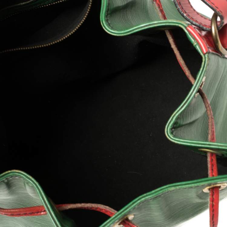 Pre Owned Louis Vuitton Borneo Green/Red Epi Leather Petit Noe Bag