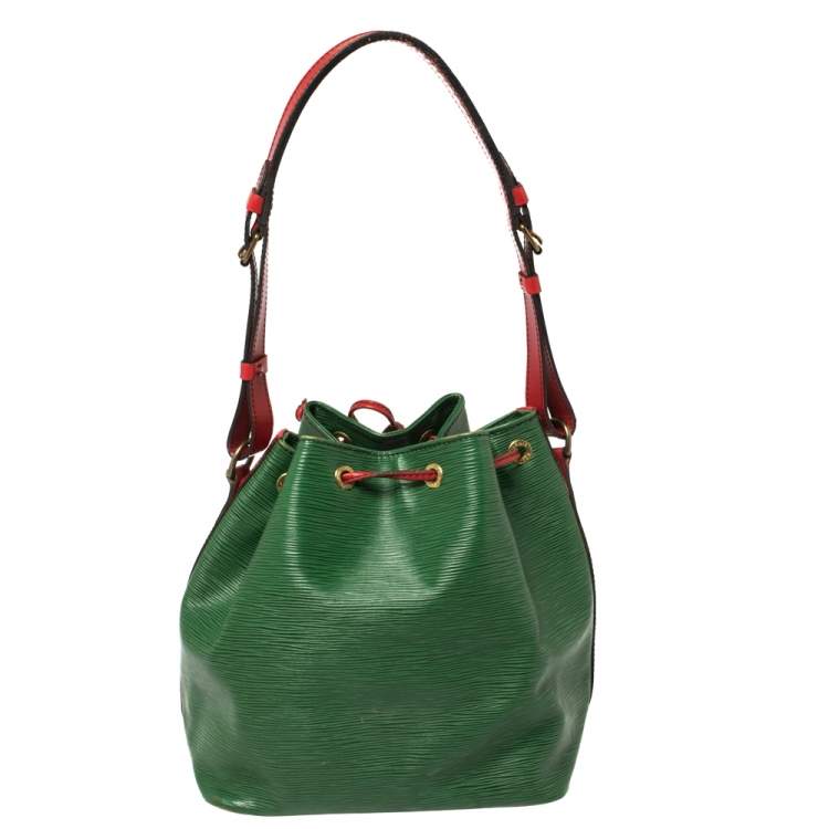 Pre Owned Louis Vuitton Borneo Green/Red Epi Leather Petit Noe Bag