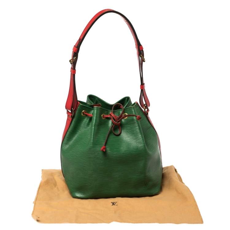 Pre Owned Louis Vuitton Borneo Green/Red Epi Leather Petit Noe Bag
