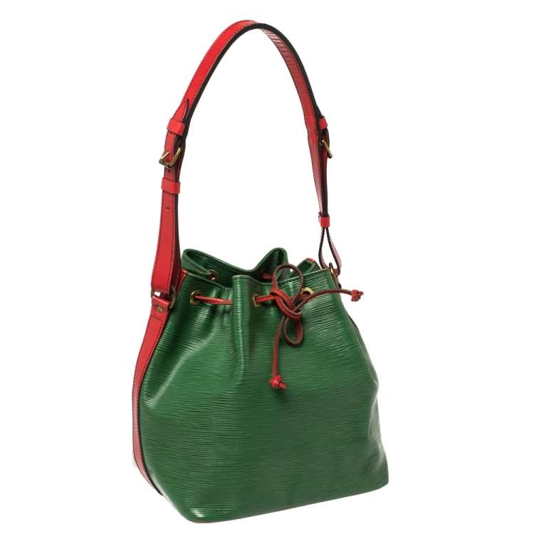 Pre Owned Louis Vuitton Borneo Green/Red Epi Leather Petit Noe Bag