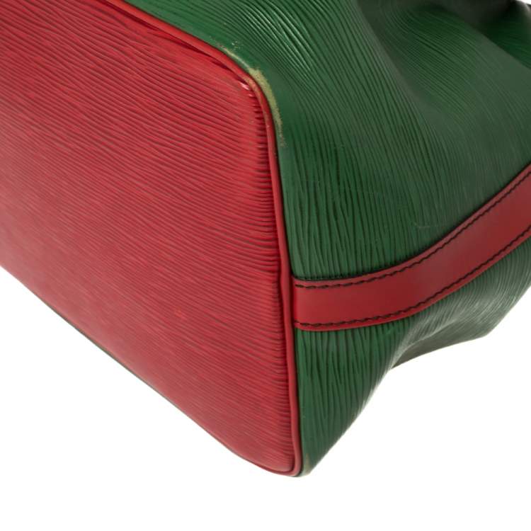 Pre Owned Louis Vuitton Borneo Green/Red Epi Leather Petit Noe Bag