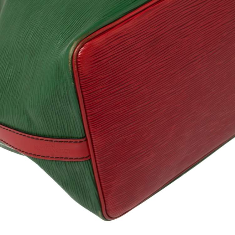 Pre Owned Louis Vuitton Borneo Green/Red Epi Leather Petit Noe Bag