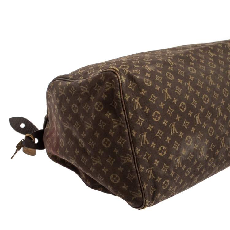 Pre Owned Louis Vuitton Fusain Monogram Mini Lin Canvas Speedy 30 Bag