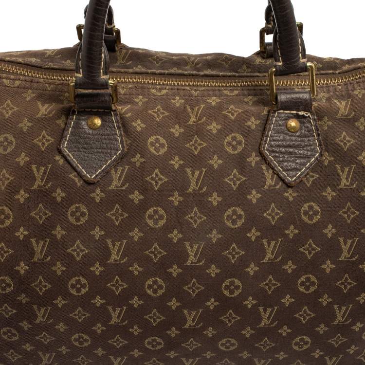 Pre Owned Louis Vuitton Fusain Monogram Mini Lin Canvas Speedy 30 Bag