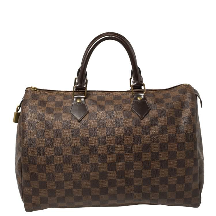 Pre Owned Louis Vuitton Damier Ebene Canvas Speedy 35 Bag