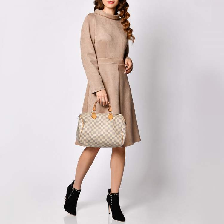 Pre Owned Louis Vuitton Damier Azur Canvas Speedy 30 Bag