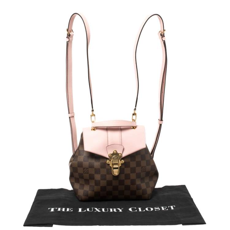 Pre Owned Louis Vuitton Magnolia Pink Damier Ebene Canvas Clapton Backpack