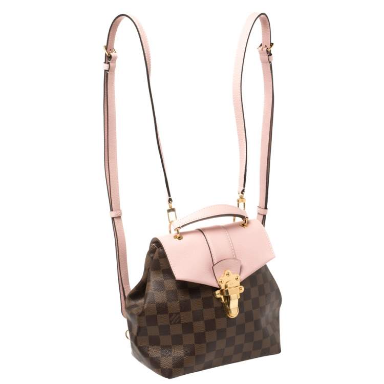 Pre Owned Louis Vuitton Magnolia Pink Damier Ebene Canvas Clapton Backpack