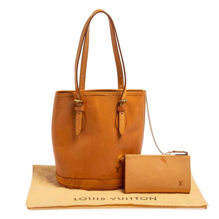 Pre Owned Louis Vuitton Natural Vachetta Leather Limited Edition Petit Bucket Bag