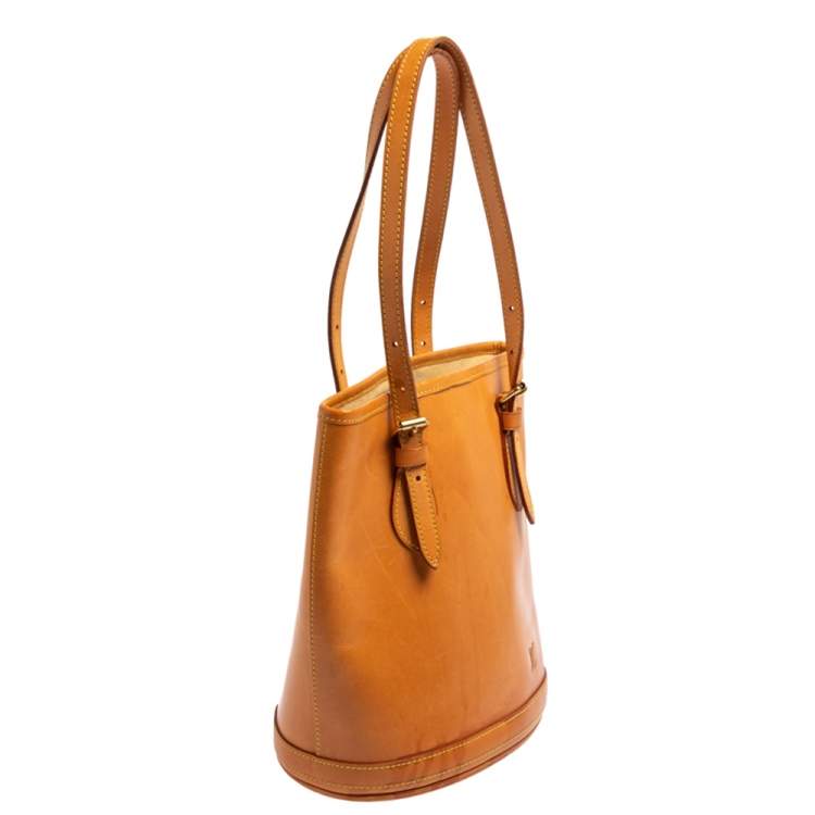 Pre Owned Louis Vuitton Natural Vachetta Leather Limited Edition Petit Bucket Bag