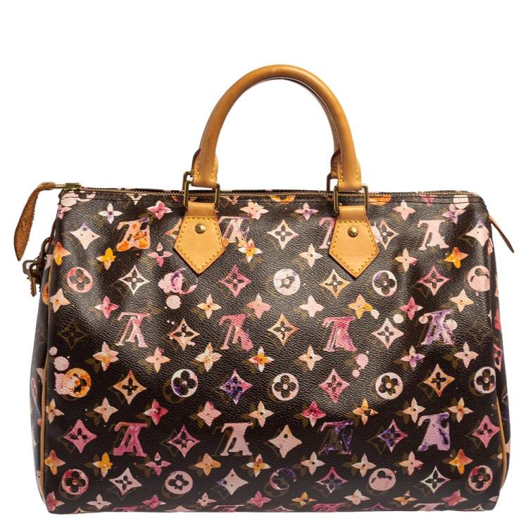 Pre Owned Louis Vuitton Monogram Canvas Richard Prince Watercolor Aquarelle Speedy 35 Bag