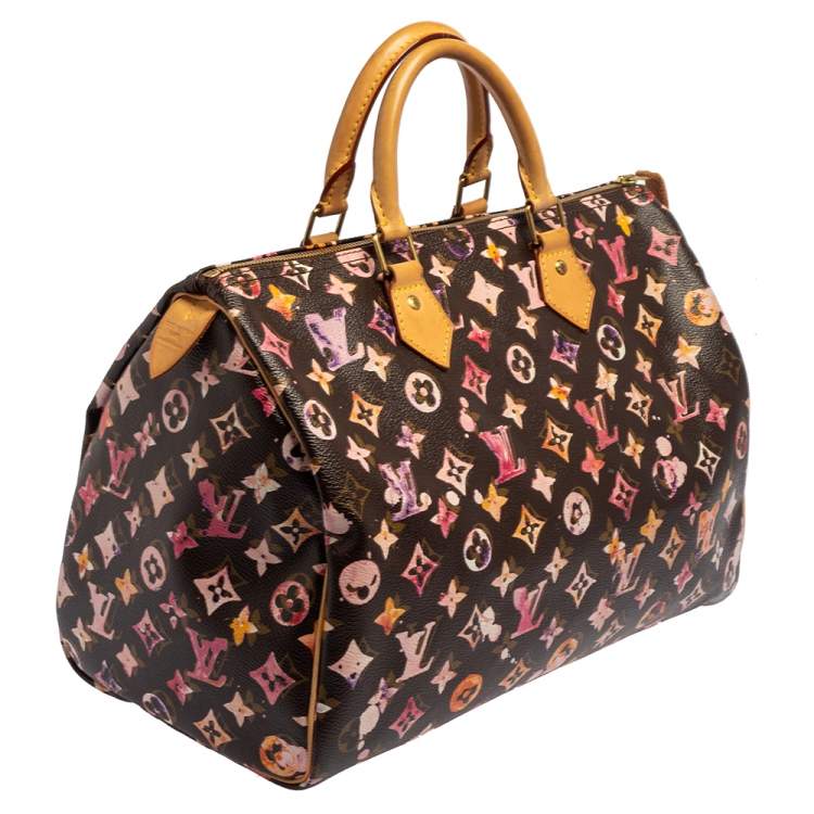 Pre Owned Louis Vuitton Monogram Canvas Richard Prince Watercolor Aquarelle Speedy 35 Bag