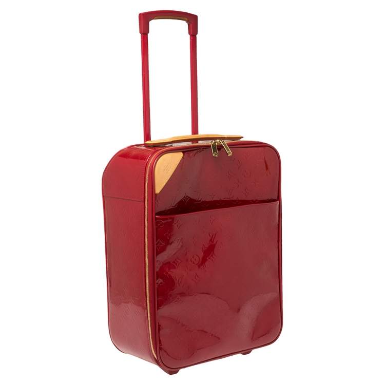 Pre Owned Louis Vuitton Red Monogram Vernis Pegase 45 Luggage