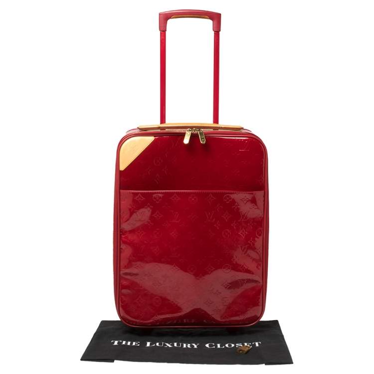Pre Owned Louis Vuitton Red Monogram Vernis Pegase 45 Luggage