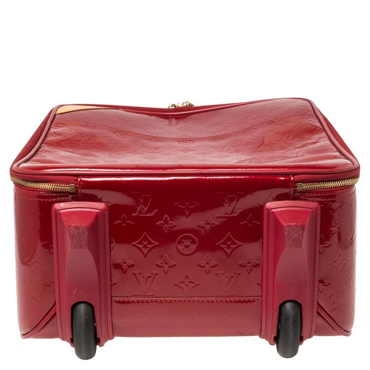Pre Owned Louis Vuitton Red Monogram Vernis Pegase 45 Luggage