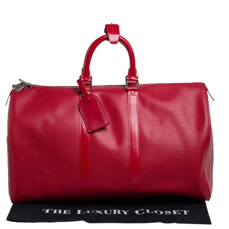 Pre Owned Louis Vuitton Red Epi Leather Keepall 45 
