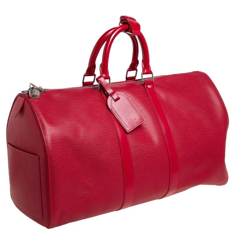 Pre Owned Louis Vuitton Red Epi Leather Keepall 45 