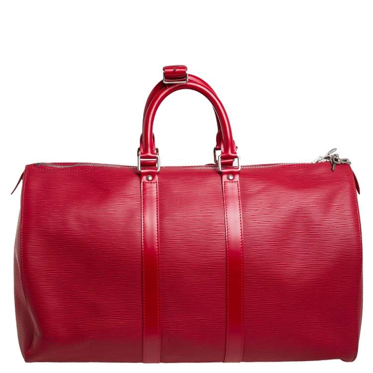 Pre Owned Louis Vuitton Red Epi Leather Keepall 45 
