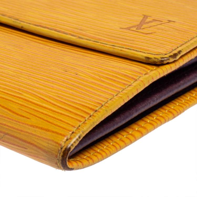 Pre Owned Louis Vuitton Tassil Yellow Epi Leather Sarah Wallet