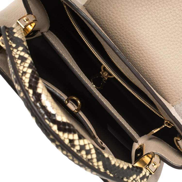 Pre Owned Louis Vuitton Galet Taurillon Leather and Python Capucines BB Bag
