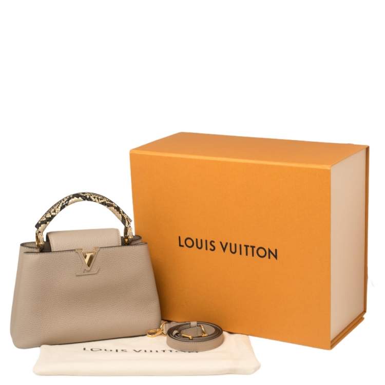 Pre Owned Louis Vuitton Galet Taurillon Leather and Python Capucines BB Bag