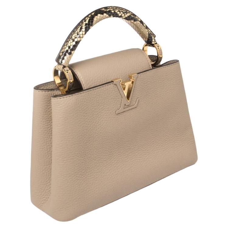 Pre Owned Louis Vuitton Galet Taurillon Leather and Python Capucines BB Bag