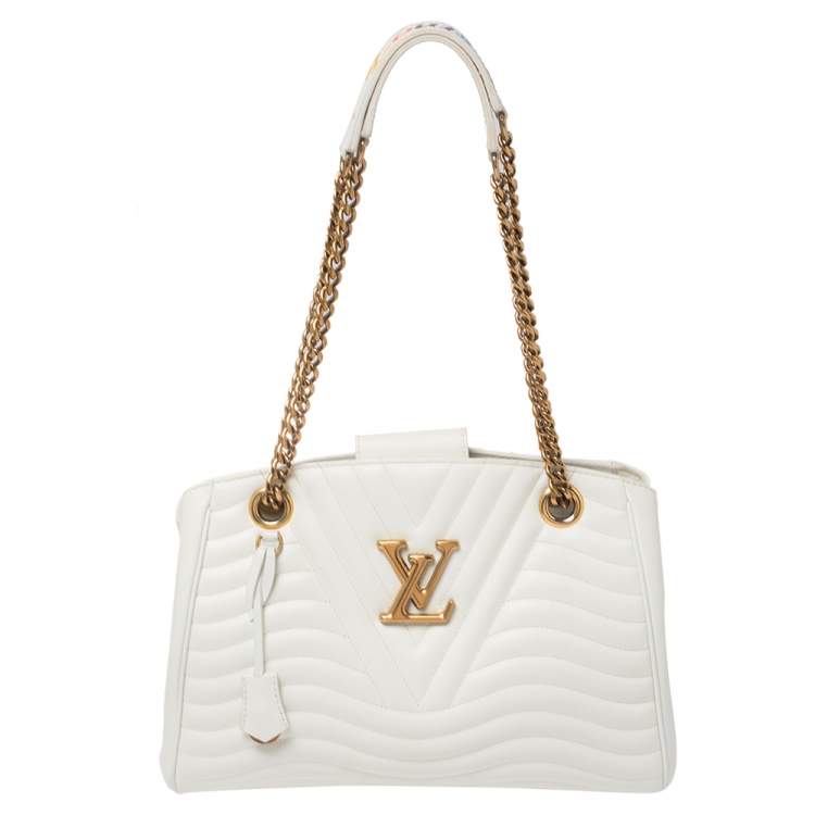 Louis Vuitton White Quilted Leather New Wave Chain Bag