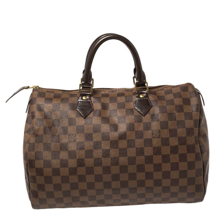 Pre Owned Louis Vuitton Damier Ebene Canvas Speedy 35 Bag
