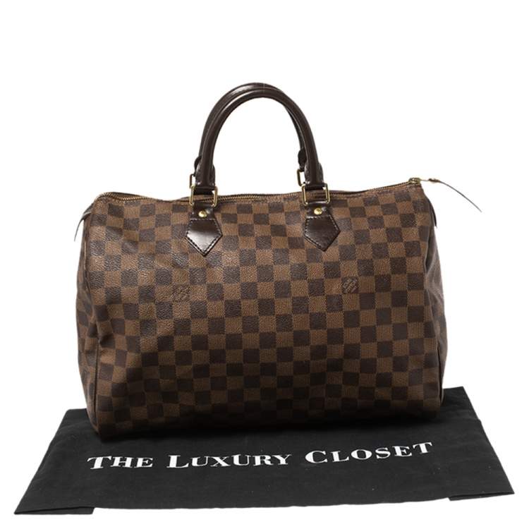 Pre Owned Louis Vuitton Damier Ebene Canvas Speedy 35 Bag
