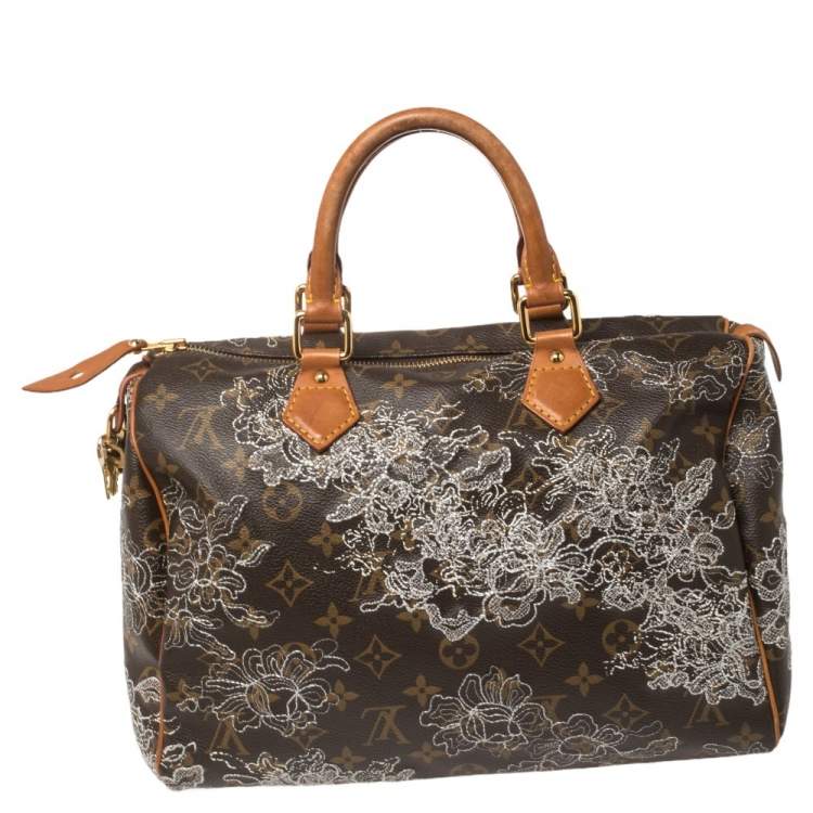 Pre Owned Louis Vuitton Monogram Canvas Limited Edition Dentelle Speedy 30 Bag