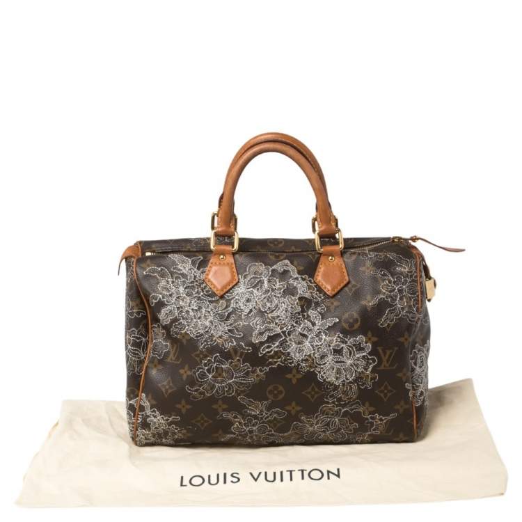 Pre Owned Louis Vuitton Monogram Canvas Limited Edition Dentelle Speedy 30 Bag