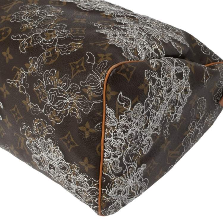 Pre Owned Louis Vuitton Monogram Canvas Limited Edition Dentelle Speedy 30 Bag