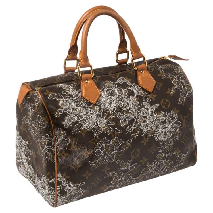 Pre Owned Louis Vuitton Monogram Canvas Limited Edition Dentelle Speedy 30 Bag